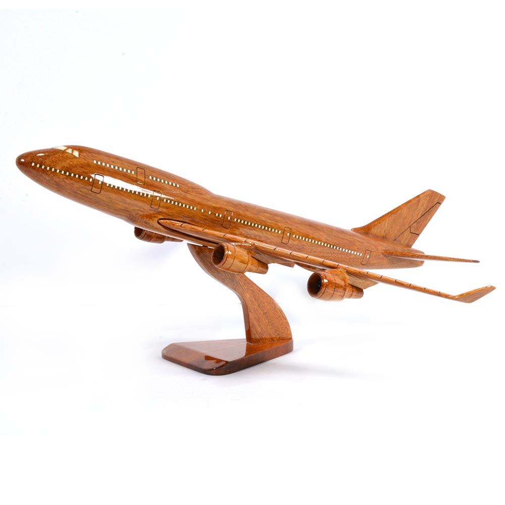 Boeing 747 wooden airplane model handmade mahogany - Small