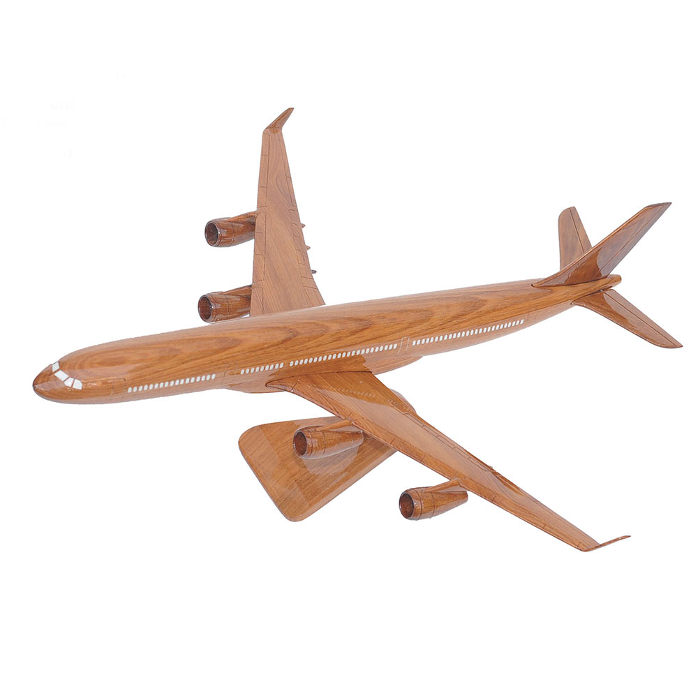 Wooden Airbus A340 Airplane Model - Solid Mahogany Wooden Model