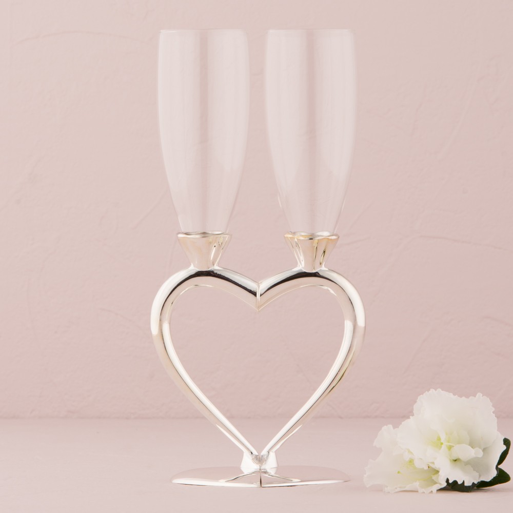 Gifts Infinity Engraved Wedding Interlock Hearts Champagne Flutes Set of 2 Personalized Toasting Glasses (Interlock Heart)