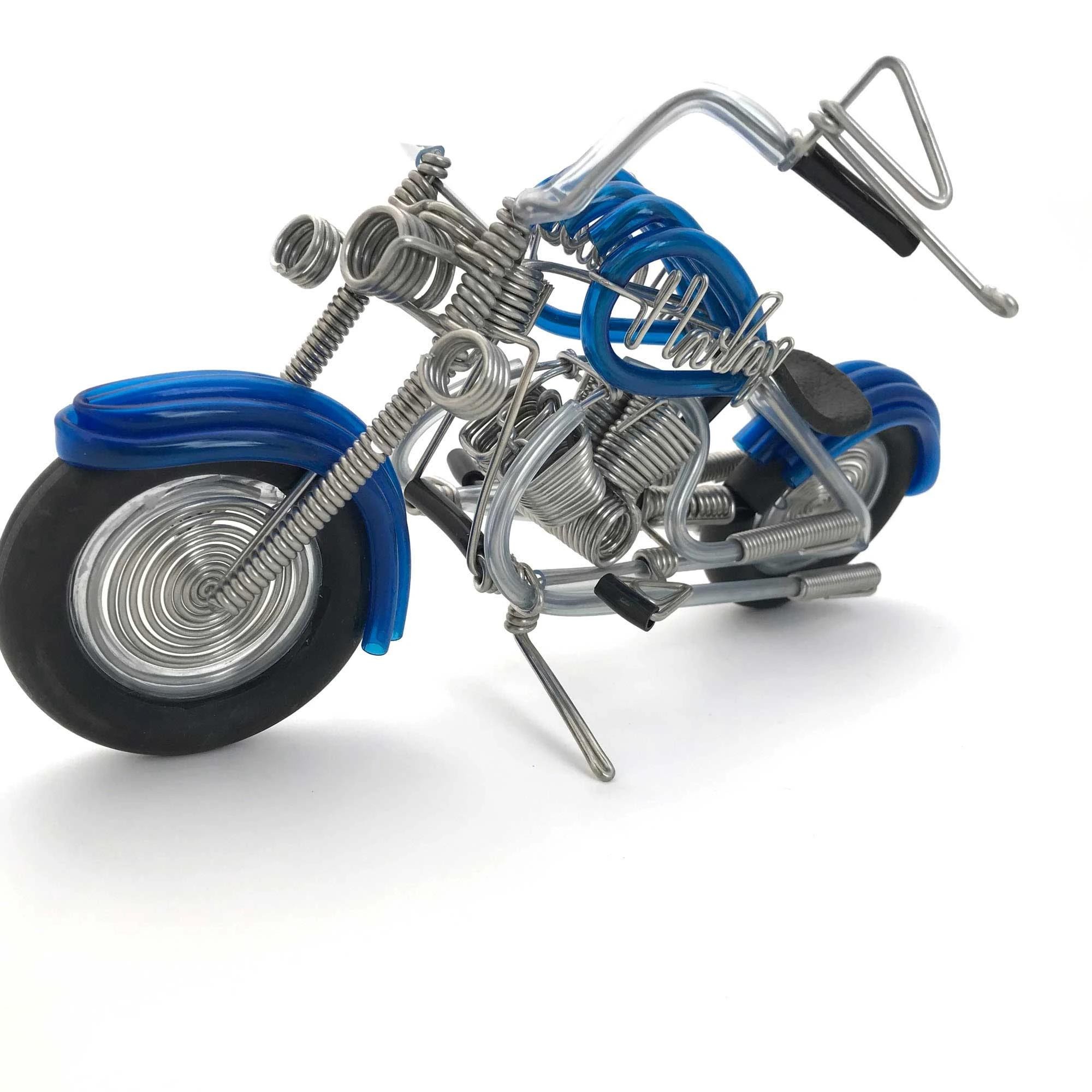 Miniature Harley Davidson Motorcycle Made of Aluminum Wire 