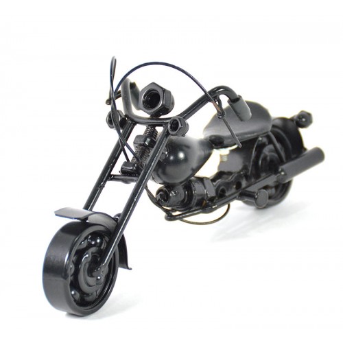 Harley Davidson : Motorcycle Model Scrap Metal Sculpture - Black Small