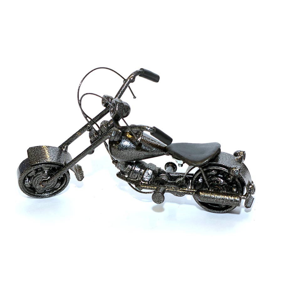 Harley Davidson : Motorcycle Metal Sculpture - 18cm, Gray Small (M09)